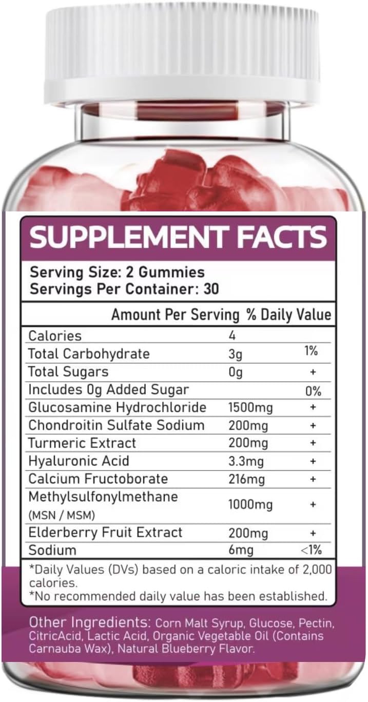 Glucosamine Chondroitin Gummies with MSM, Elderberry - Joint Supplement for Adults, Men, Women - Extra Strength 2 Pack