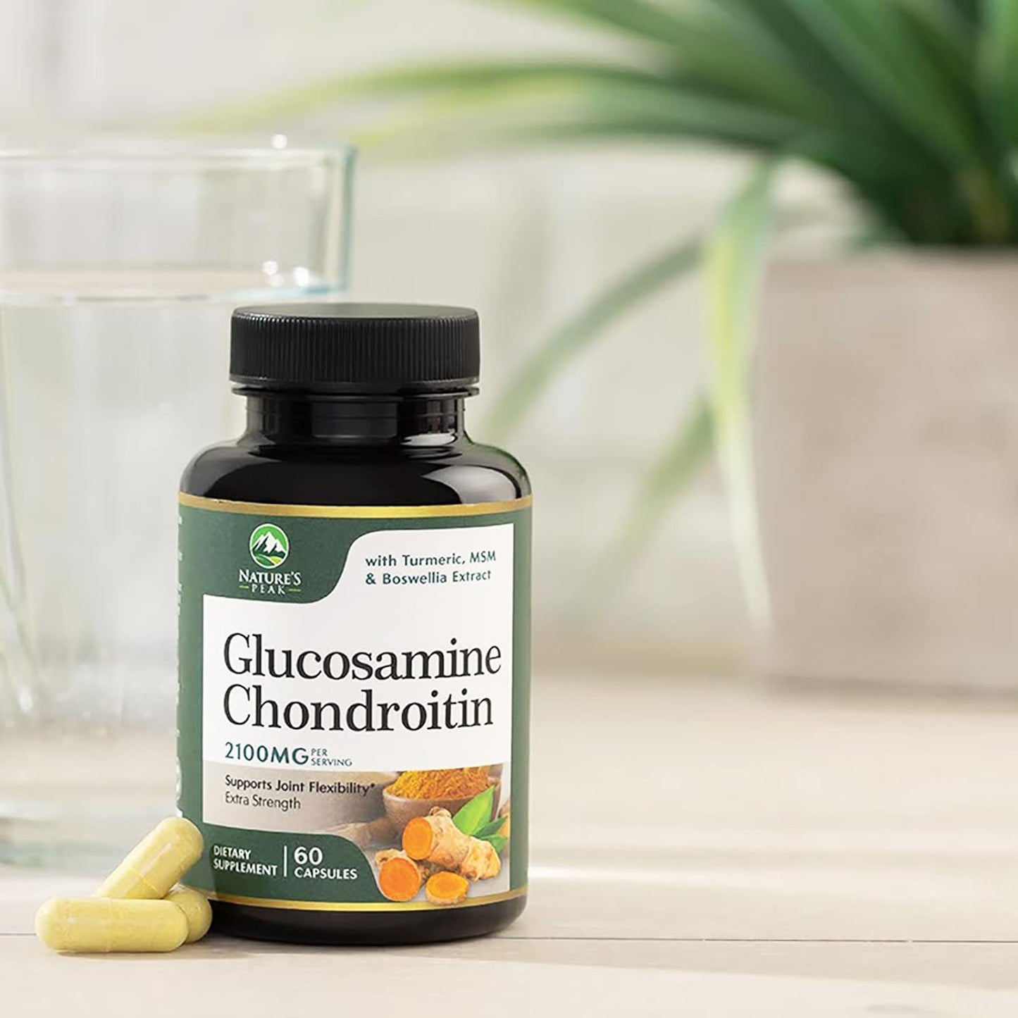 Glucosamine Chondroitin MSM Complex with Turmeric & Boswellia for Joint Support - Antioxidant Formula for Mobility & Occasional Discomfort - 60 Capsules