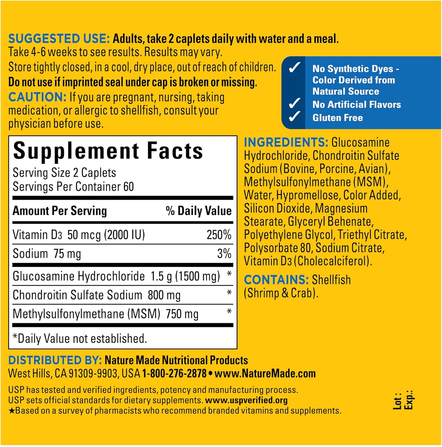 Glucosamine Chondroitin MSM Joint Support Dietary Supplement 120 Caplets
