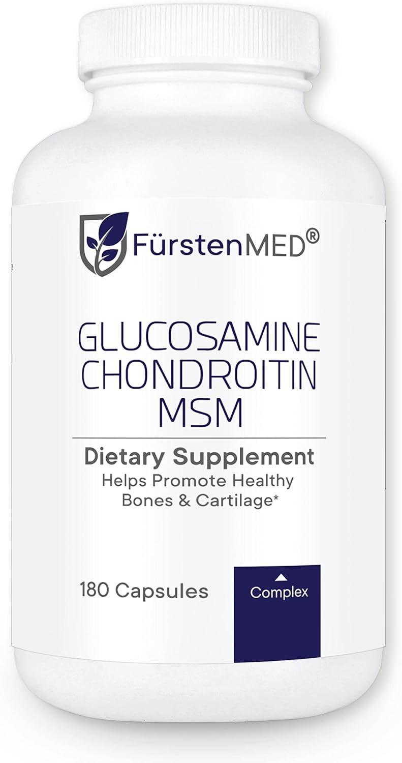 Glucosamine Chondroitin MSM Supplement for Joint Health - Nutritional Support for Bones and Cartilage with Vitamin C - 180 Capsules by FürstenMED®