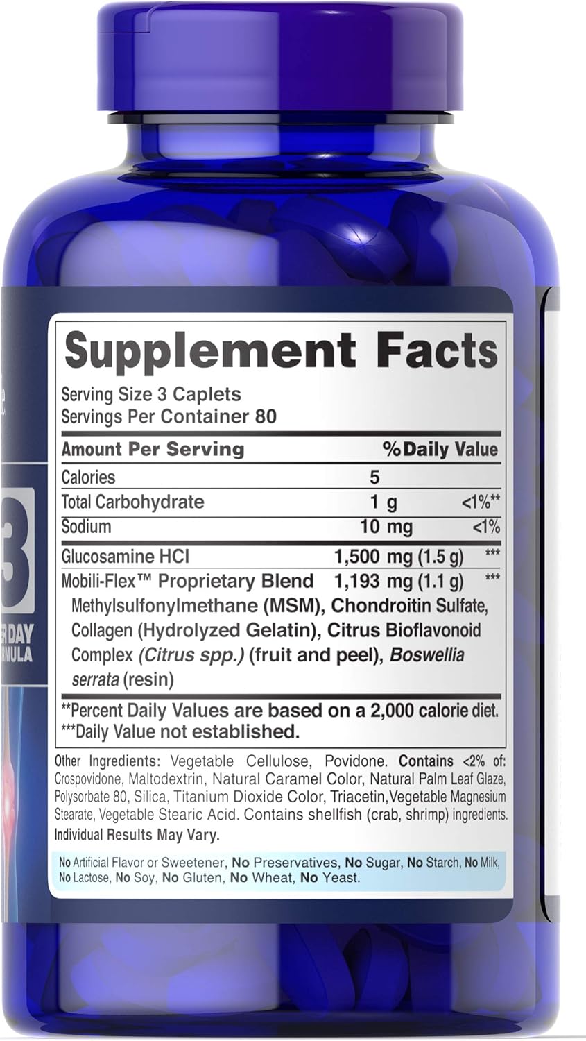 Glucosamine Chondroitin MSM Supplement for Joint Health - 240 Tablets by Puritan's Pride