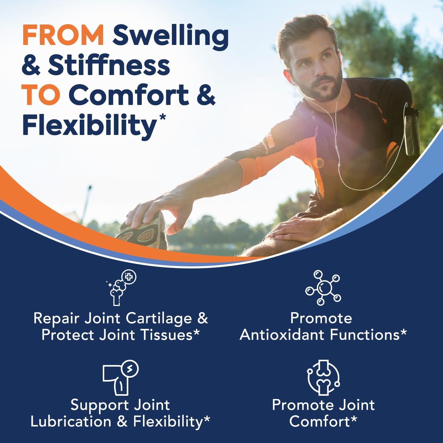 Glucosamine Chondroitin MSM with Turmeric & Boswellia Joint Support Supplement, Non-Shellfish, 90 Tablets