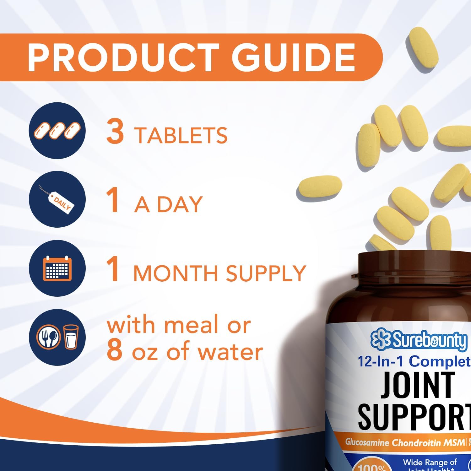 Glucosamine Chondroitin MSM with Turmeric & Boswellia Joint Support Supplement, Non-Shellfish, 90 Tablets