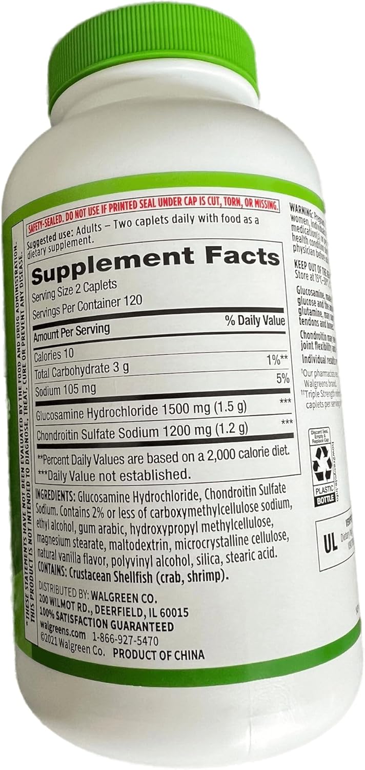 Glucosamine Chondroitin Triple Strength Caplets - 1500mg Glucosamine HCL, 1200mg Chondroitin - 240 Count
