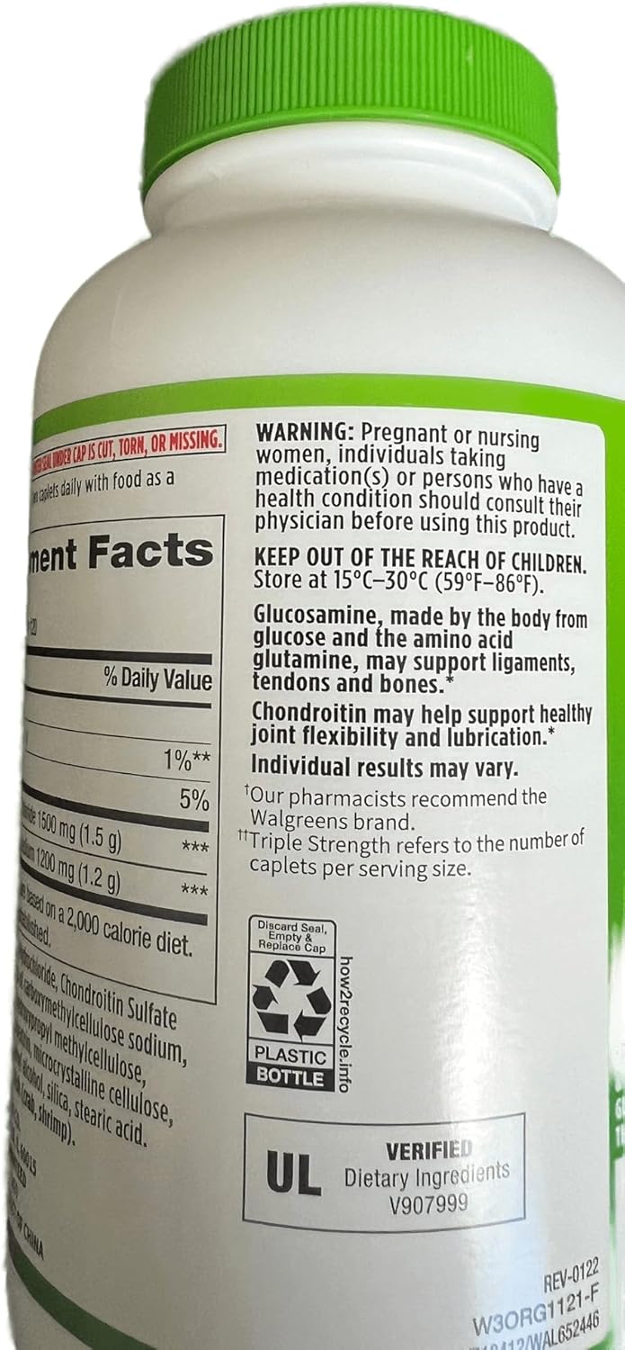 Glucosamine Chondroitin Triple Strength Caplets - 1500mg Glucosamine HCL, 1200mg Chondroitin - 240 Count