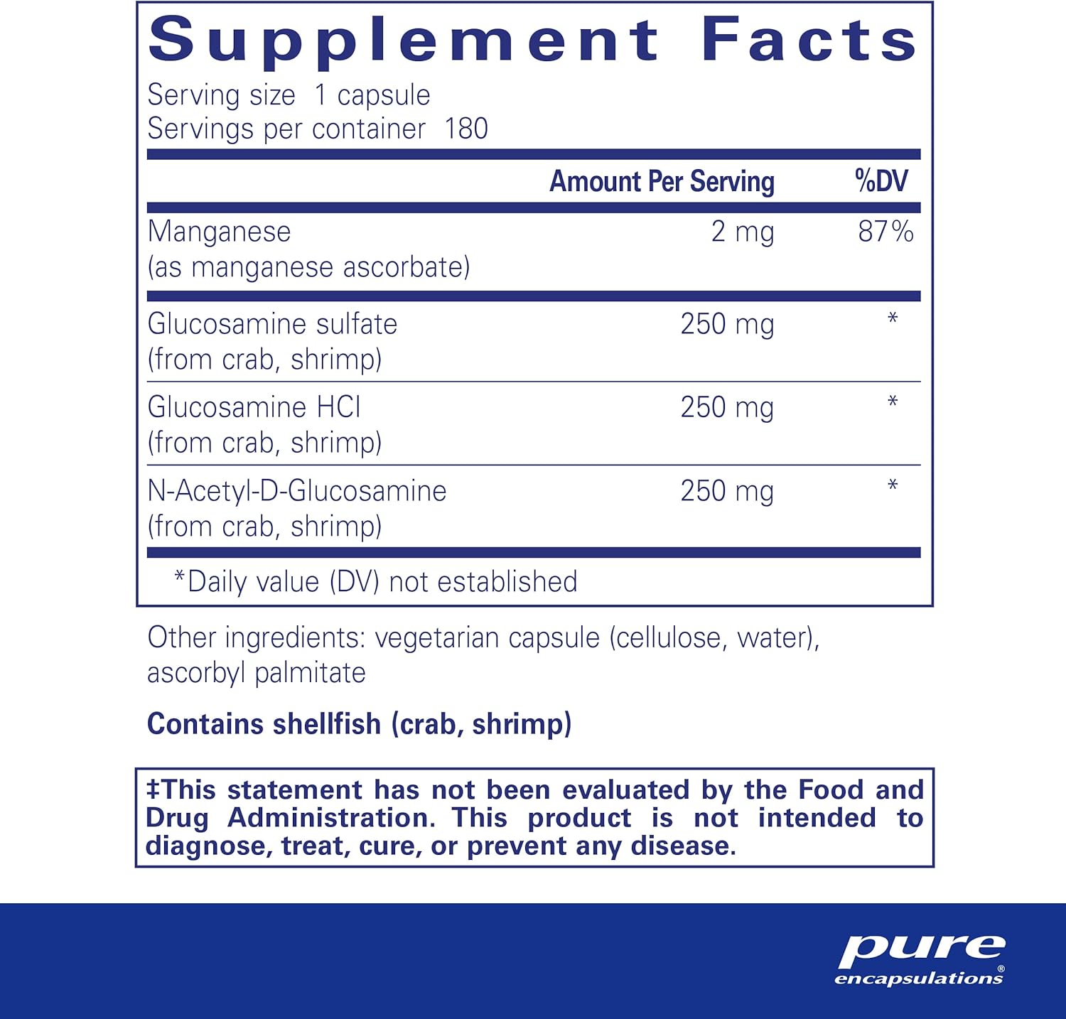 Glucosamine Complex with Manganese | Cartilage Support Supplement | 180 Capsules by Pure Encapsulations