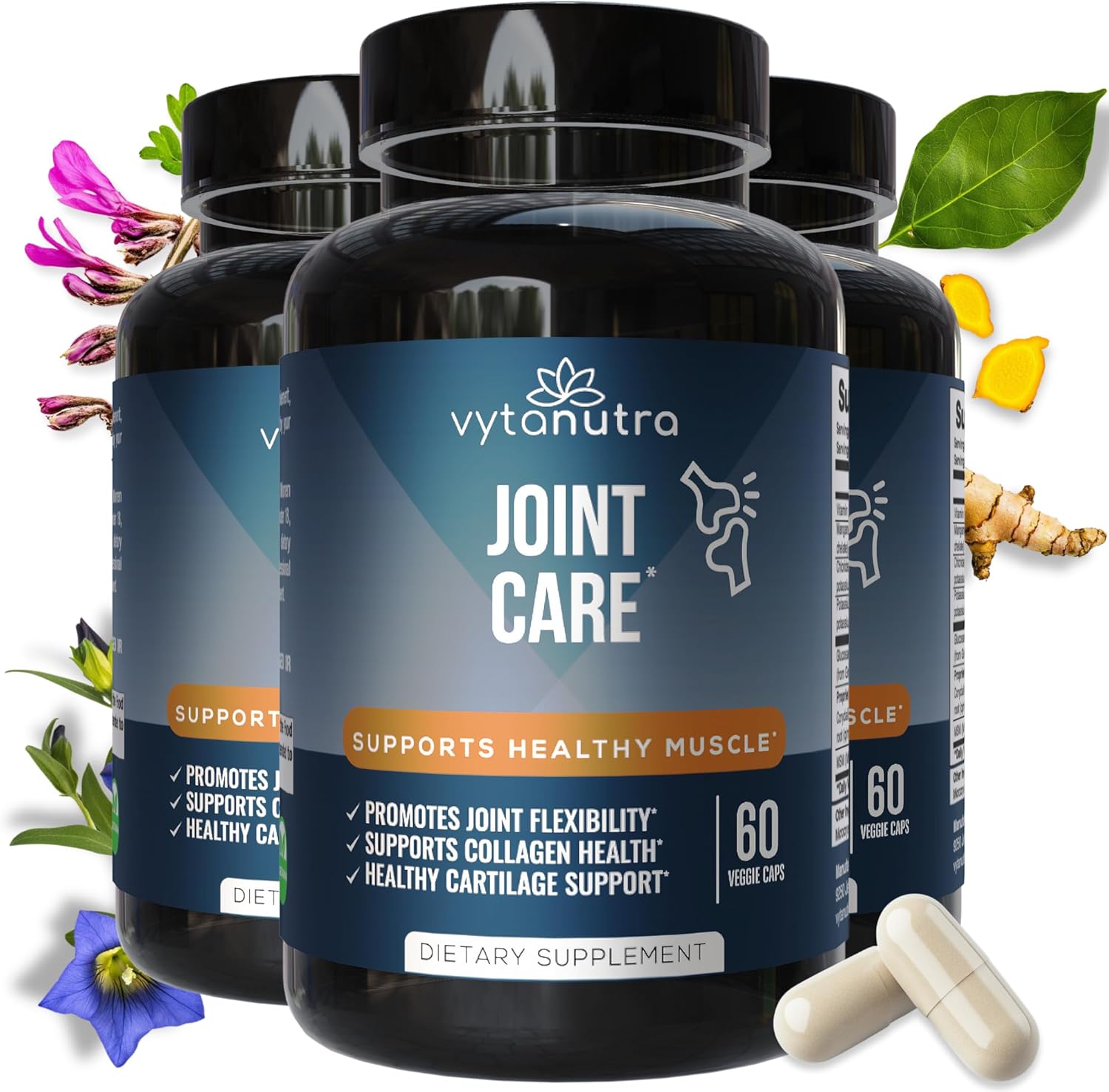 Glucosamine Joint Support Capsules with MSM, Turmeric, Vitamin C, Potassium & Herbal Blend - 60 Vegetarian Capsules