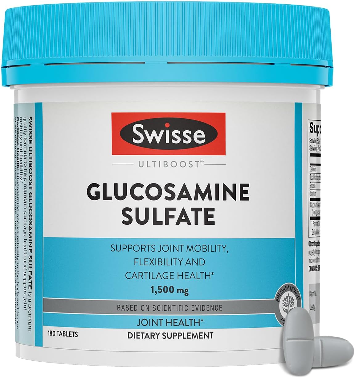 Glucosamine Sulfate Joint Support Supplement for Mobility and Flexibility - 1500mg Tablets for Men and Women - 180 Count