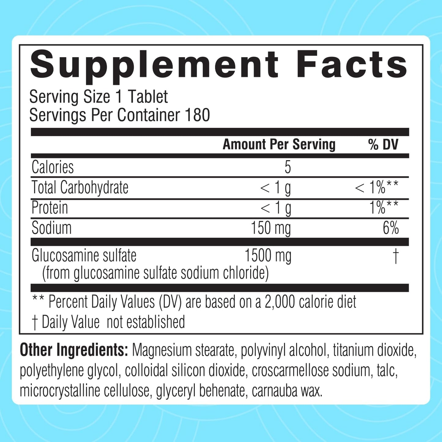 Glucosamine Sulfate Joint Support Supplement for Mobility and Flexibility - 1500mg Tablets for Men and Women - 180 Count