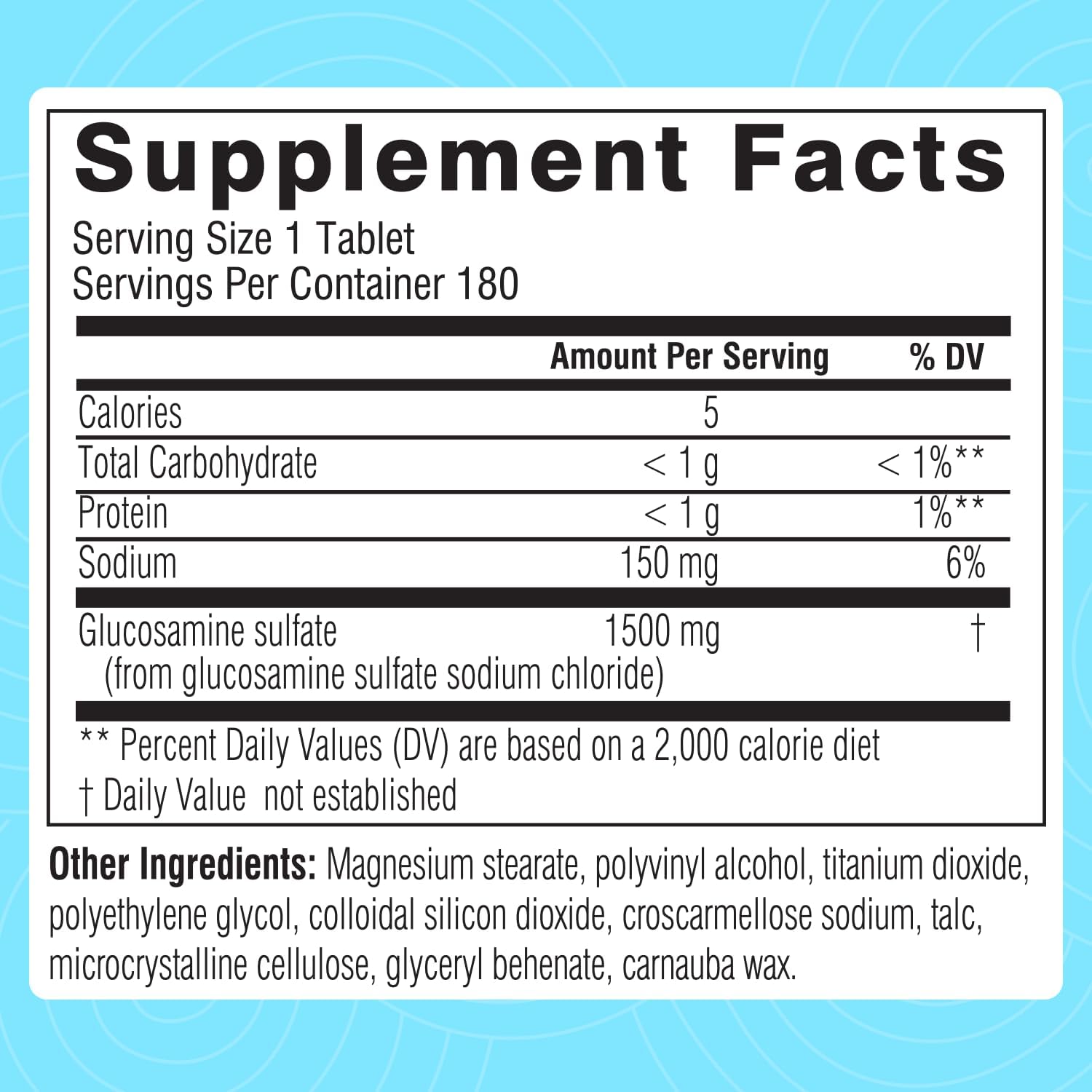 Glucosamine Sulfate Joint Support Supplement for Mobility and Flexibility - 1500mg Tablets for Men and Women - 180 Count