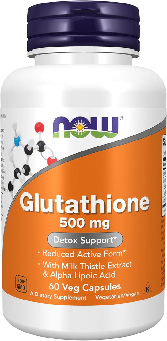 Glutathione 500mg Supplement with Milk Thistle Extract & Alpha Lipoic Acid - 60 Veg Capsules by NOW Foods