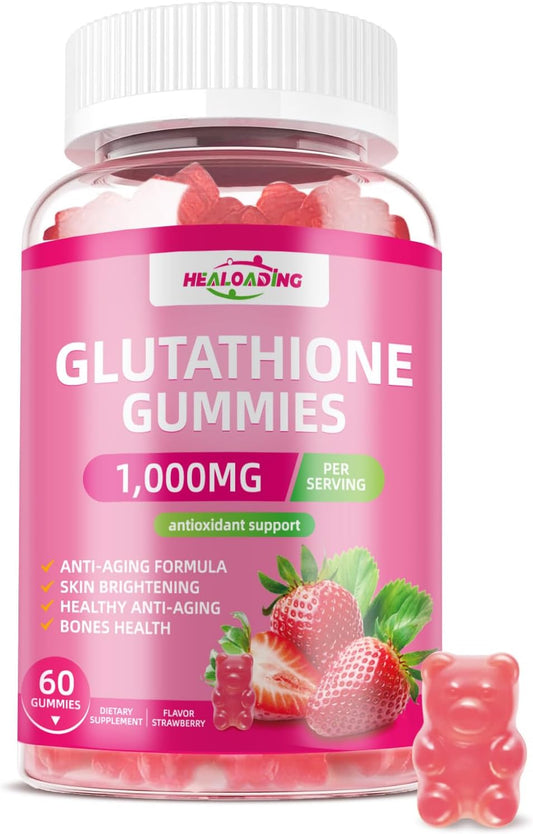 Glutathione Collagen Gummies with Vitamins C, E, D&B12 - 1000mg Antioxidant Supplement for Skin Brightening & Anti-Aging