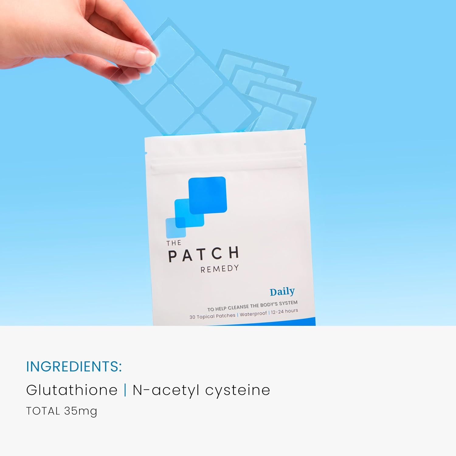 Glutathione & NAC Patch - 30 Topical Patches with Antioxidants for Adults & Kids | Waterproof Transdermal Cleanse Patch