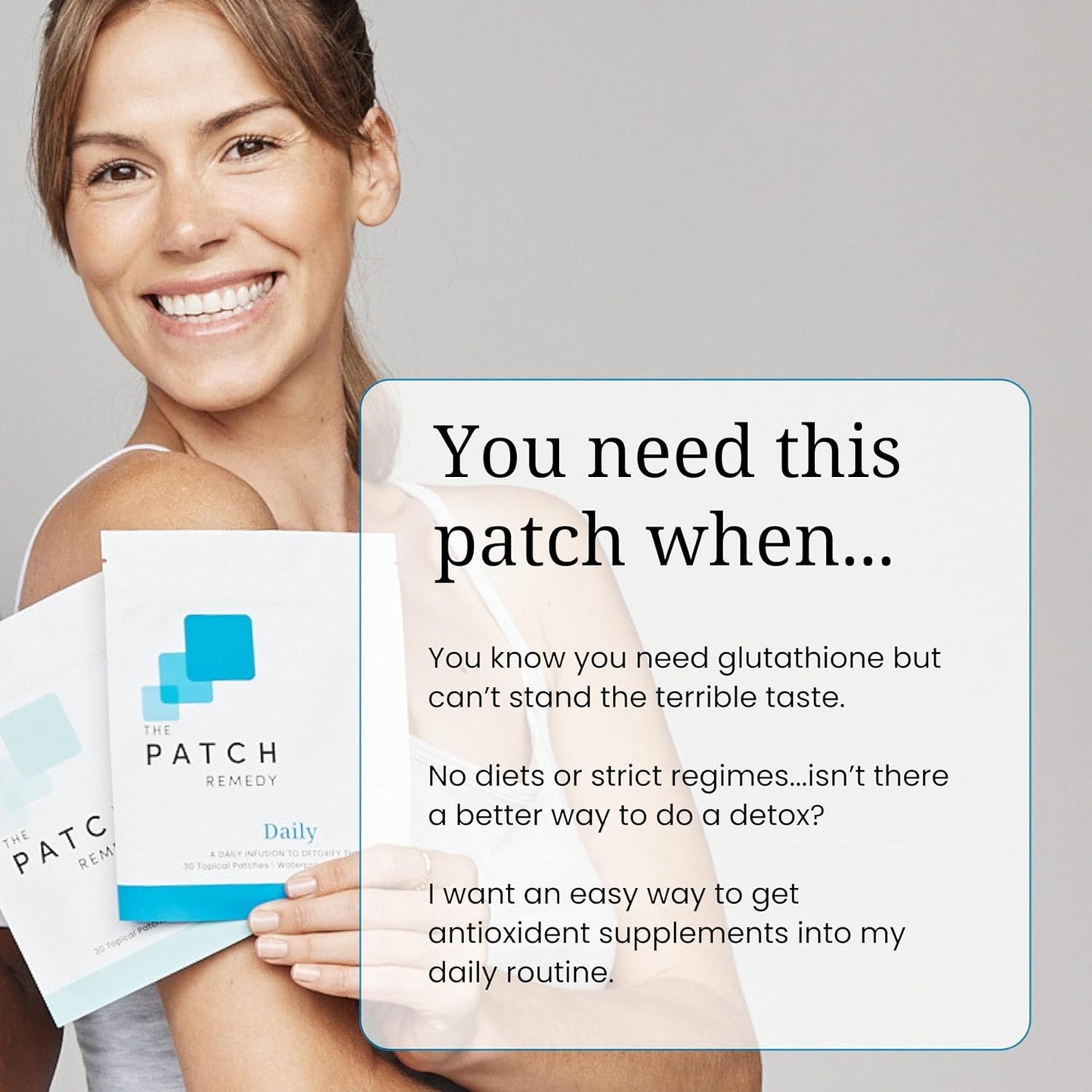 Glutathione & NAC Patch - 30 Topical Patches with Antioxidants for Adults & Kids | Waterproof Transdermal Cleanse Patch