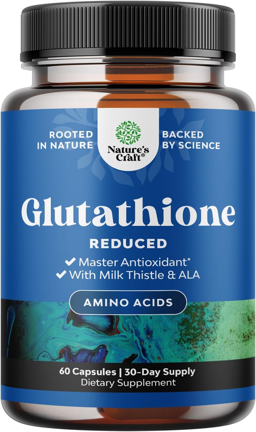 Glutathione Skin Whitening Capsules with Milk Thistle 1000mg - Skin Brightening Supplement with Alpha Lipoic Acid for Liver Health & Immune Support - 60 Count for Men & Women