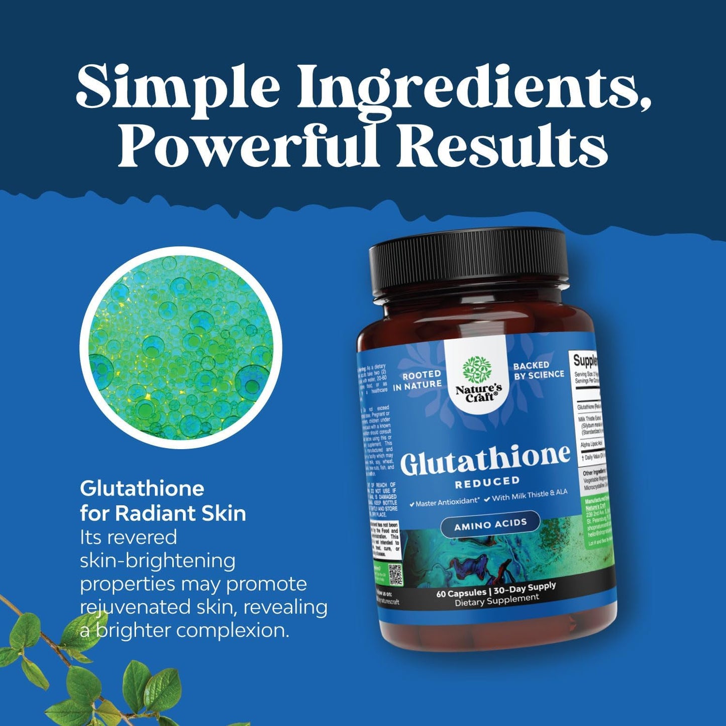 Glutathione Skin Whitening Capsules with Milk Thistle 1000mg - Skin Brightening Supplement with Alpha Lipoic Acid for Liver Health & Immune Support - 60 Count for Men & Women