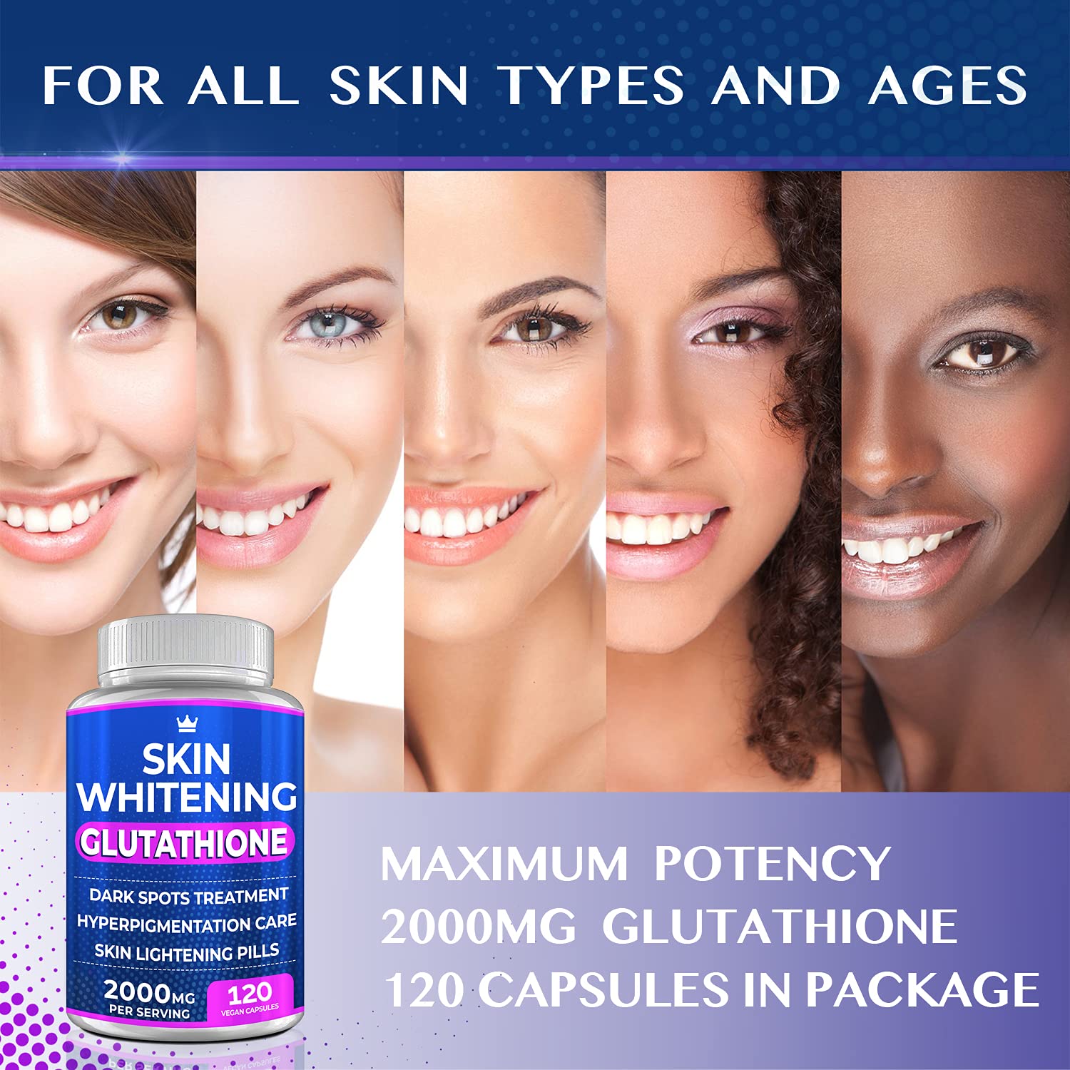 Glutathione Whitening Pills - 120 Capsules 2000mg for Skin Lightening and Hyperpigmentation Treatment