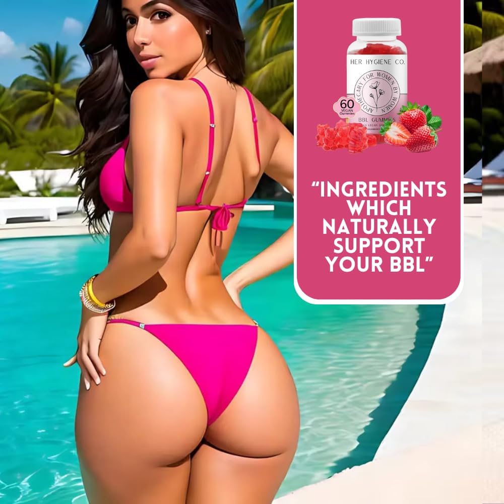Glute Boost Multivitamin Gummies for Women, Butt Enhancing Support & Workout Aid, Strawberry Vegan 60 Gummies