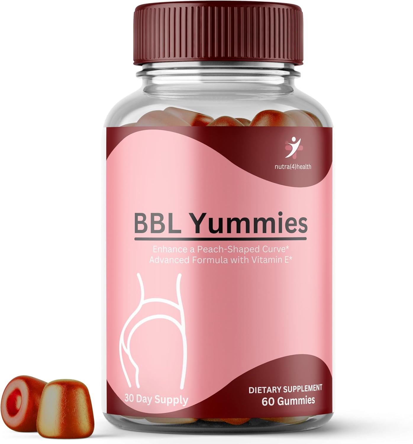 Glute Boost Vitamins for Women - BBL Yummies Butt Gummies, Big Booty Enhancer & Workout Support - 60 Gummies