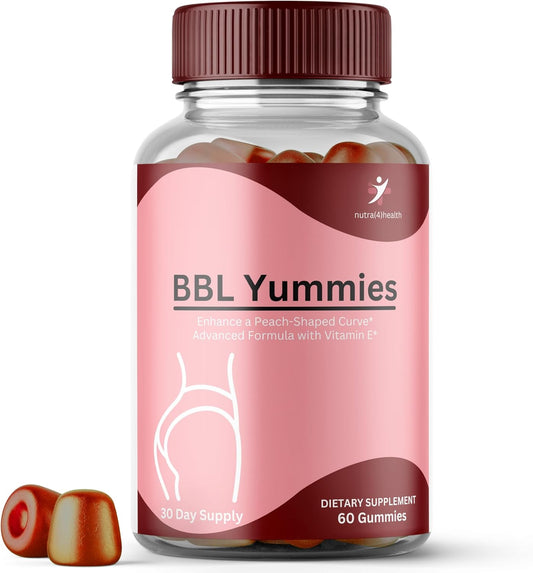 Glute Boost Vitamins for Women - BBL Yummies Butt Gummies, Big Booty Enhancer & Workout Support - 60 Gummies