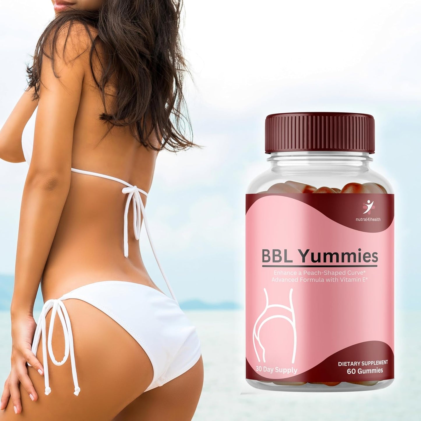 Glute Boost Vitamins for Women - BBL Yummies Butt Gummies, Big Booty Enhancer & Workout Support - 60 Gummies