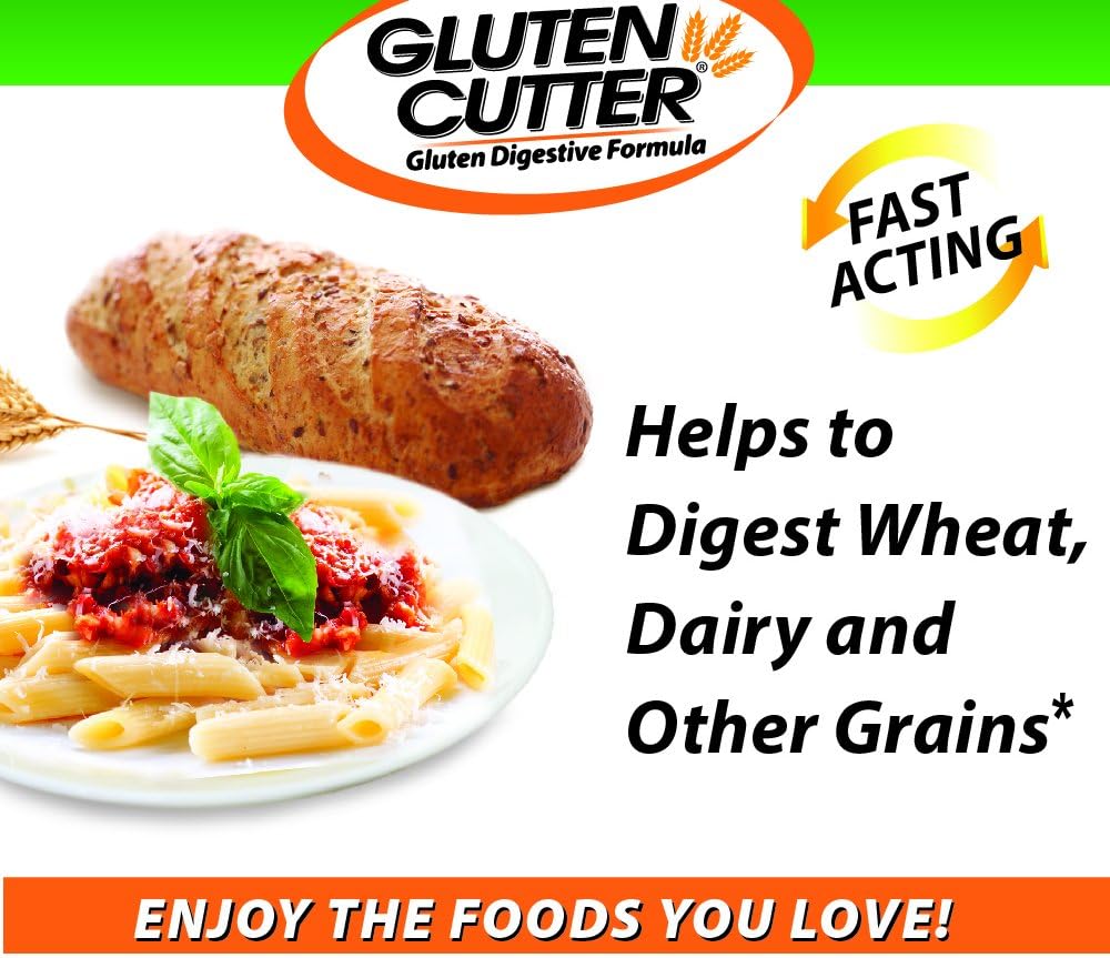 Gluten Cutter Enzyme Formula for Improved Digestion - Supports Gluten, Wheat, Dairy & Grain Breakdown - 30 Capsules