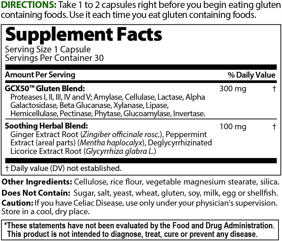 Gluten Cutter Enzyme Formula for Improved Digestion - Supports Gluten, Wheat, Dairy & Grain Breakdown - 30 Capsules
