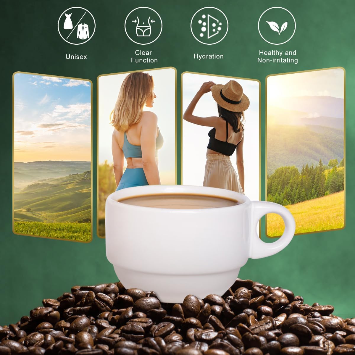 Gluten-Free Green Coffee Bean Extract Powder with 10 Natural Health Blends - 180g (18 Sachets)