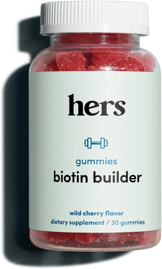 Gluten-Free HIMS & HERS Biotin Builder Gummy Vitamins - 30 Count, Wild Cherry Flavor, with Vitamin D, B12, B6 - No Artificial Sweeteners