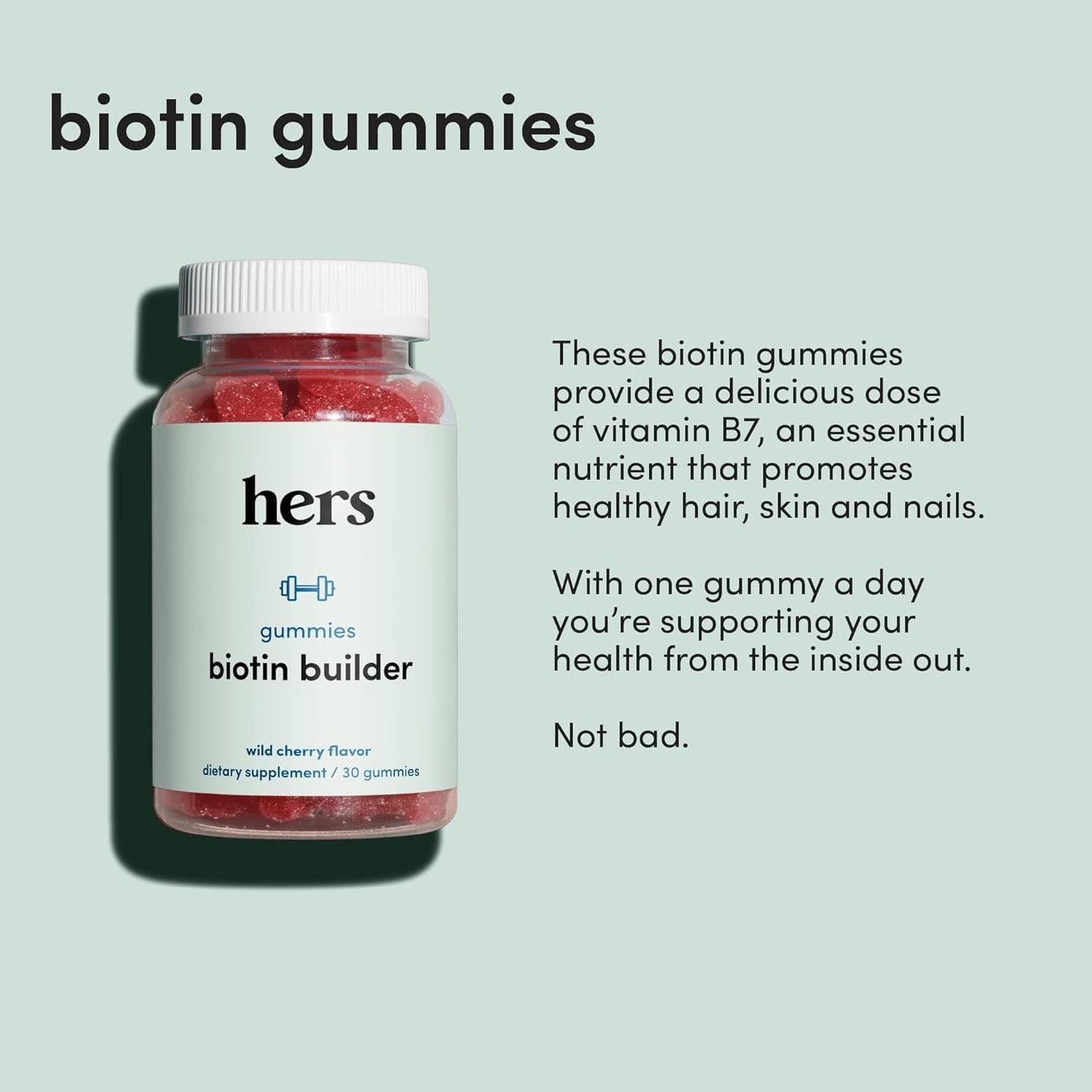 Gluten-Free HIMS & HERS Biotin Builder Gummy Vitamins - 30 Count, Wild Cherry Flavor, with Vitamin D, B12, B6 - No Artificial Sweeteners