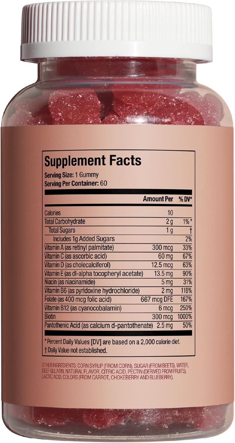 Gluten-Free HIMS & HERS Biotin Builder Gummy with Vitamins B12, B6, D - Wild Cherry Flavor, 60 Count