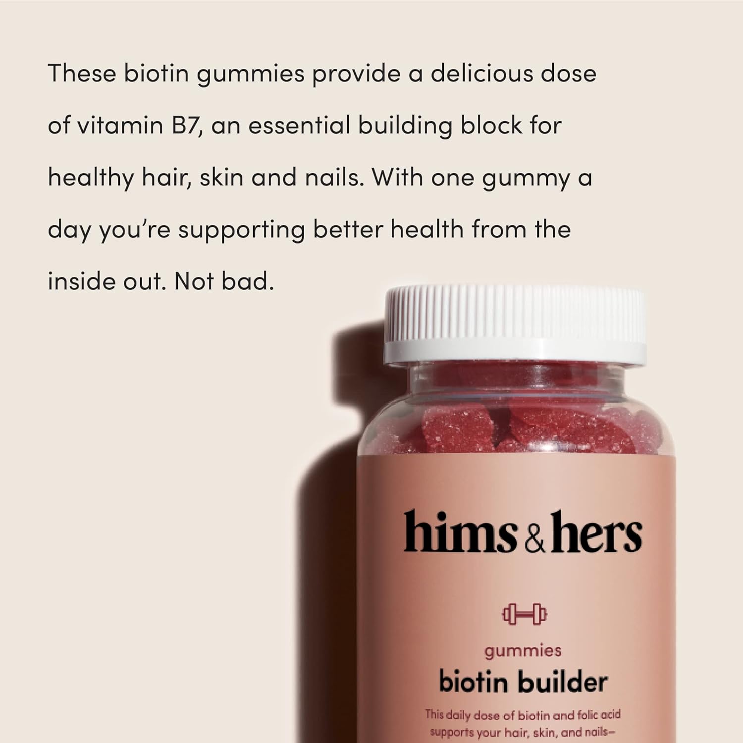Gluten-Free HIMS & HERS Biotin Builder Gummy with Vitamins B12, B6, D - Wild Cherry Flavor, 60 Count