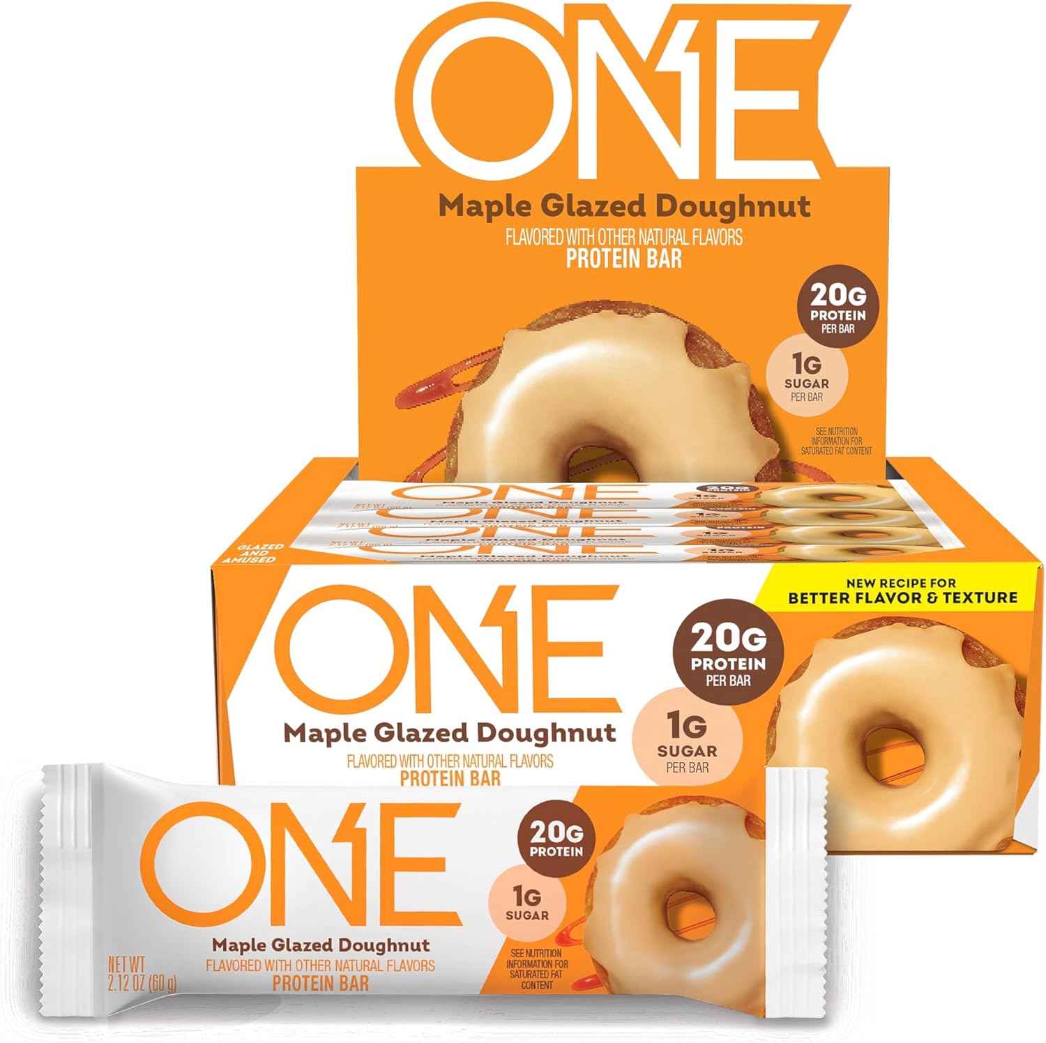 Gluten Free Maple Glazed Doughnut Protein Bars with 20g Protein - 12 Count