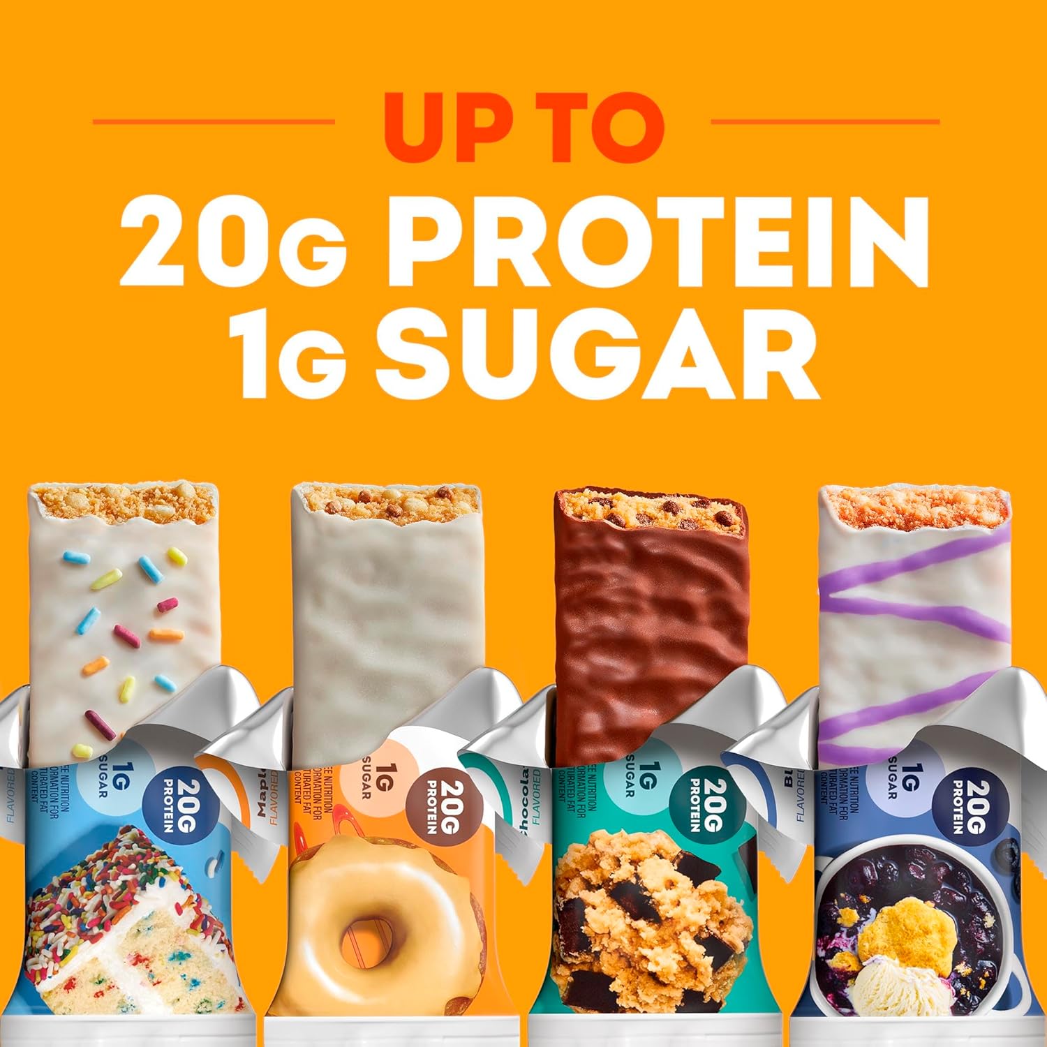 Gluten Free Maple Glazed Doughnut Protein Bars with 20g Protein - 12 Count