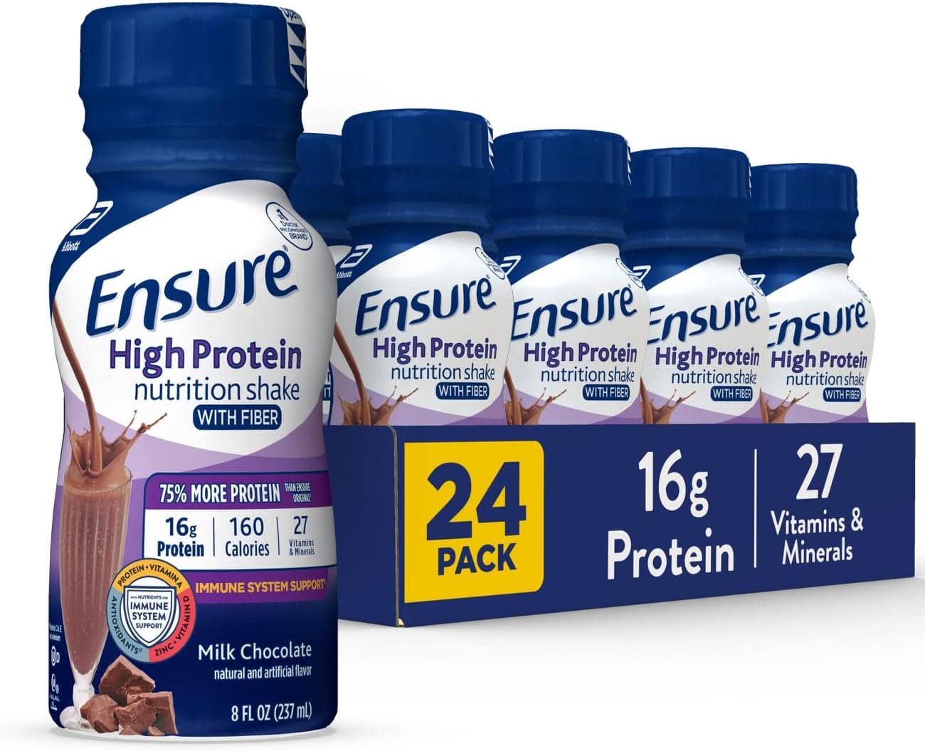 Gluten-Free Meal Replacement Shake with High Protein & Fiber - 24 Pack Vanilla Liquid Nutrition Shake