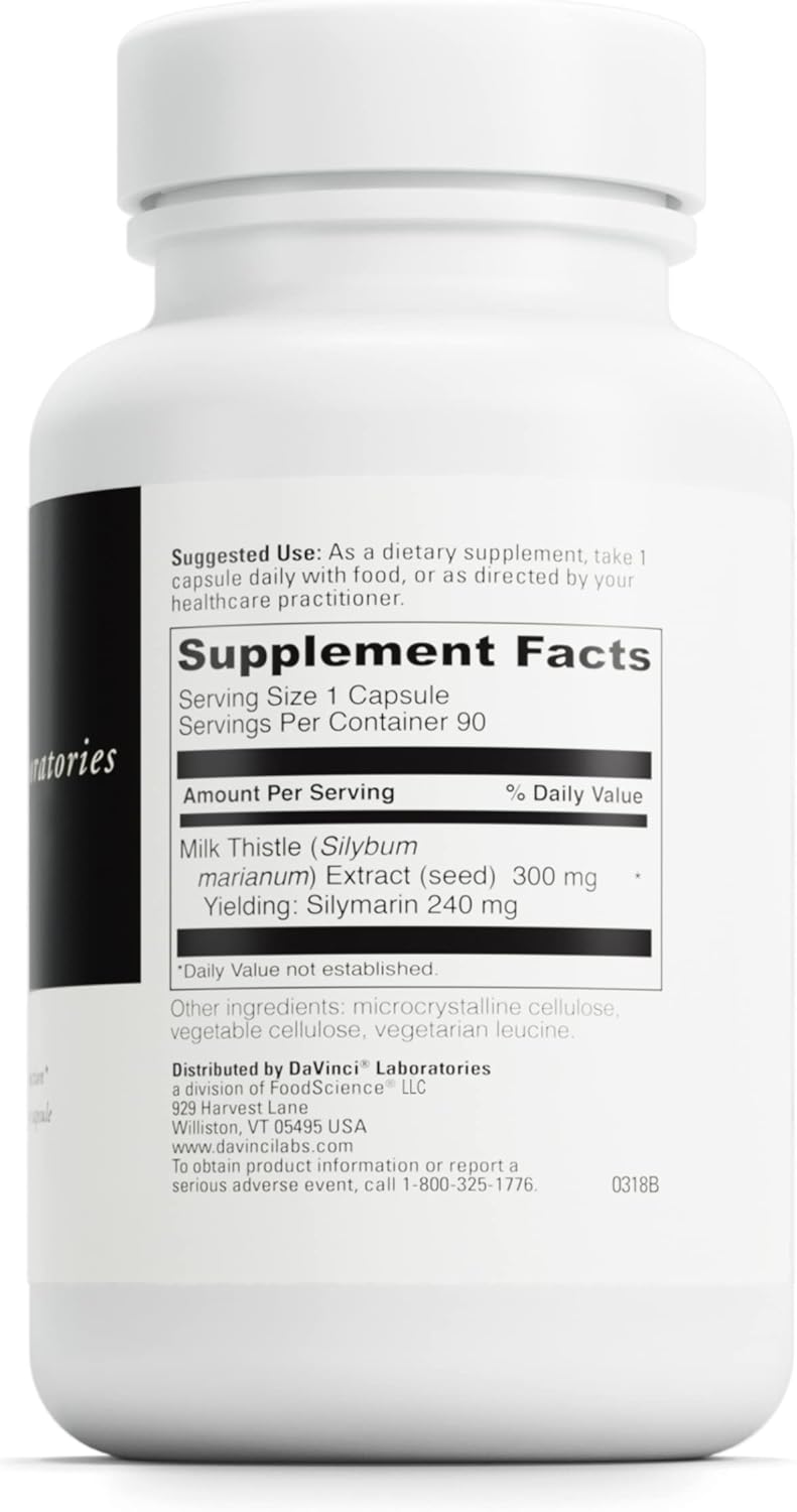 Gluten-Free Milk Thistle Supplement for Liver, Kidney, and Digestive Health - 90 Capsules