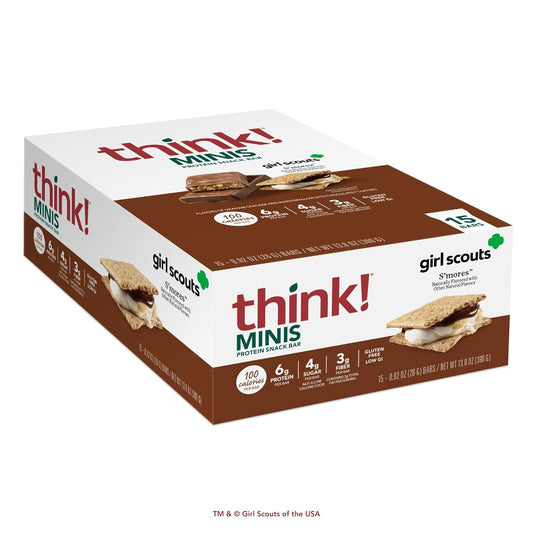 Gluten-Free think! Minis Protein Snack Bars in Girl Scouts S'mores Flavor - Pack of 15