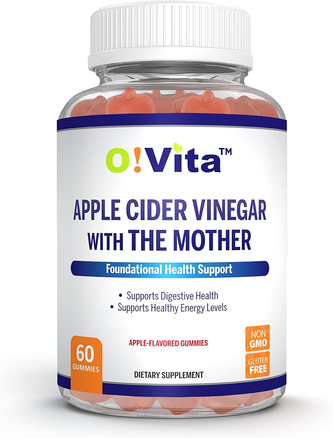 Gluten-Free Vegan Apple Cider Vinegar Gummies with The Mother, Pomagranate, Beet Root, Vitamin B12 - 60 Non-GMO Apple Flavored Gummies for Energy, 2-Month Supply
