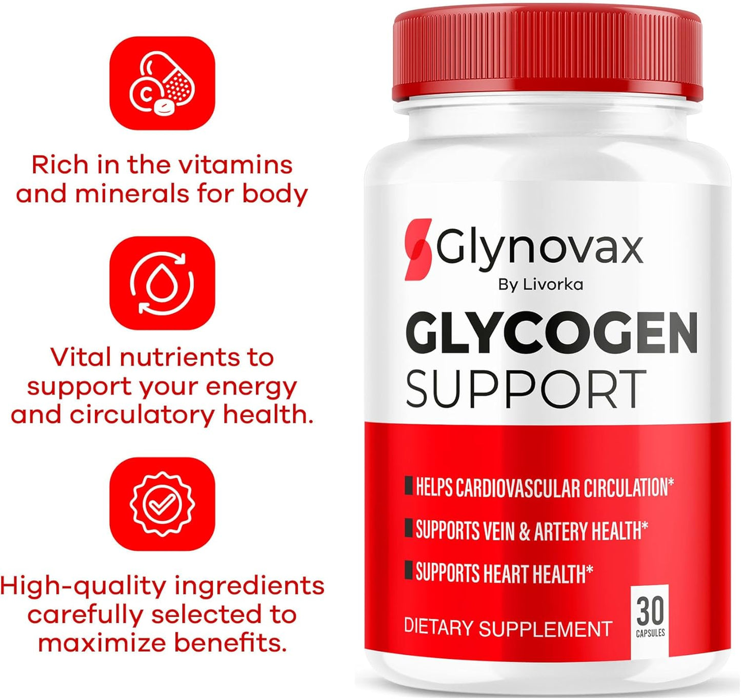 Glynovax All-Natural Support Pills (3 Pack) for Optimal Health - Official Advanced Formula with 90 Capsules
