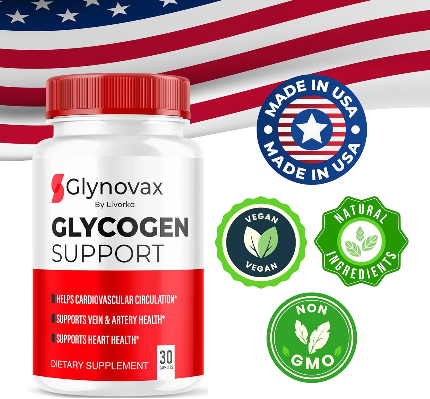 Glynovax All-Natural Support Pills (3 Pack) for Optimal Health - Official Advanced Formula with 90 Capsules