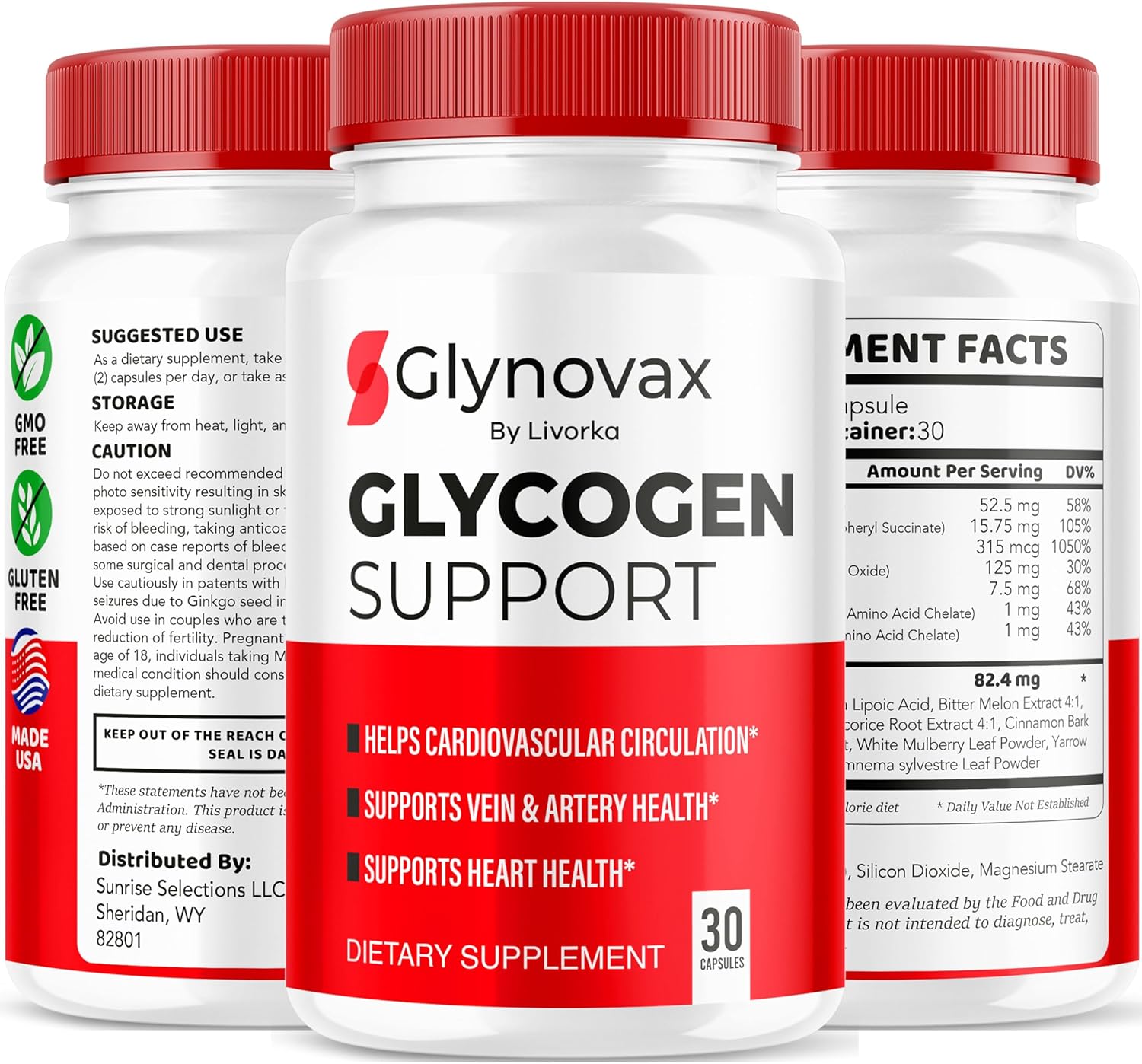 Glynovax All-Natural Support Pills (3 Pack) for Optimal Health - Official Advanced Formula with 90 Capsules