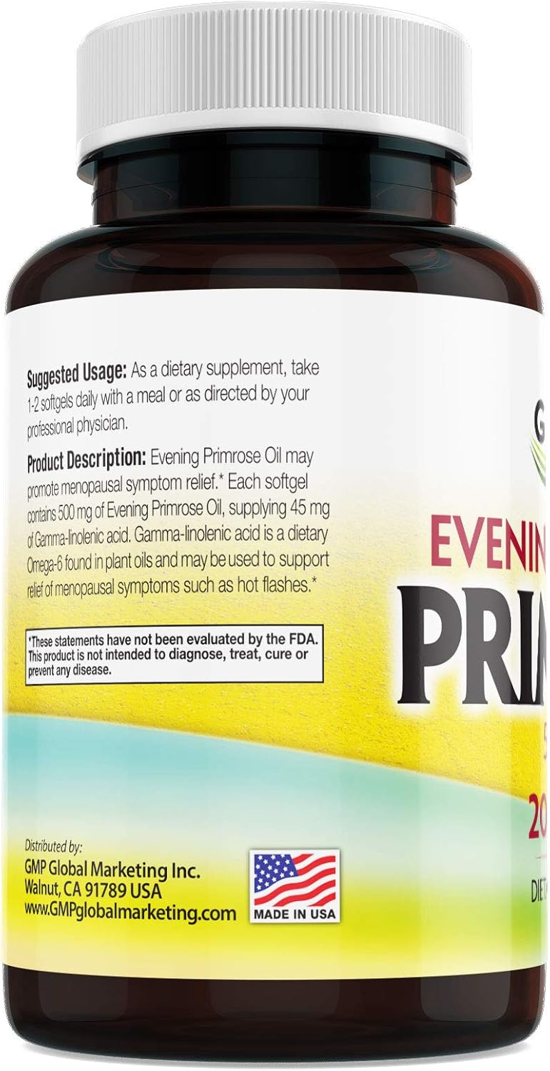 GMP Vitas Evening Primrose Oil for Smooth & Healthy Skin, Hormonal Balance Support - 1 Bottle
