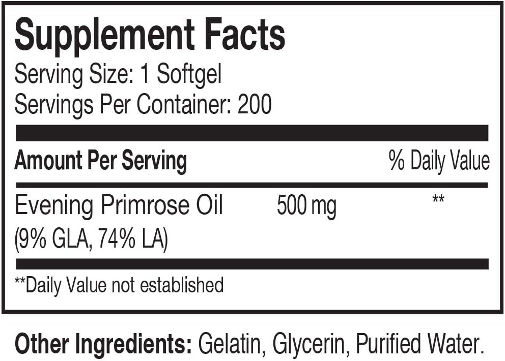 GMP Vitas Evening Primrose Oil for Smooth & Healthy Skin, Hormonal Balance Support - 1 Bottle