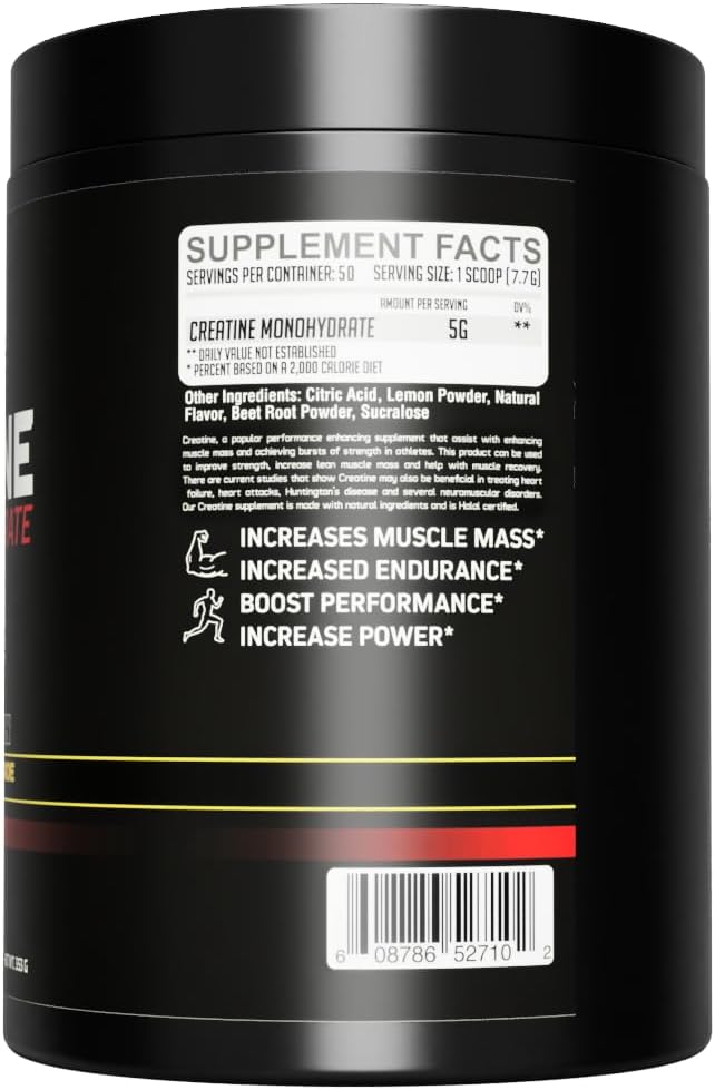 GMU SPORT Strawberry Lemonade Creatine Monohydrate Powder - Muscle Growth & Strength Supplement for Men and Women
