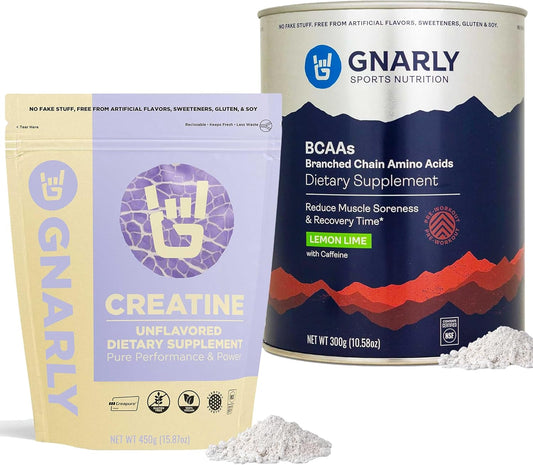 Gnarly Nutrition Unflavored Creatine Powder + BCAAs Lemon Lime Bundle