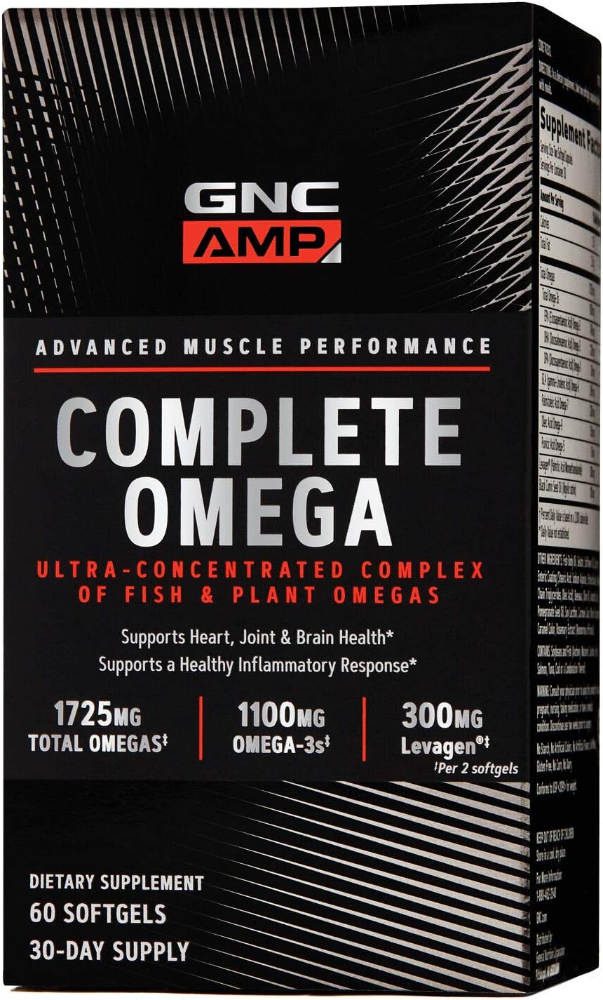 GNC AMP Complete Omega Supplement for Heart, Joint, and Brain Health - 60 Count