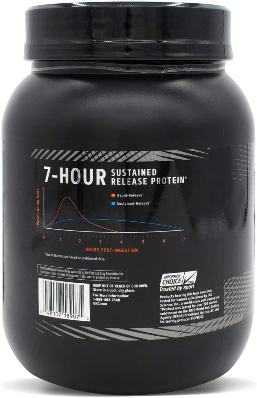 GNC AMP Sustained Protein Blend Vanilla Milkshake - 28 Servings - Muscle Building Formula with 4 Protein Sources for Rapid Release