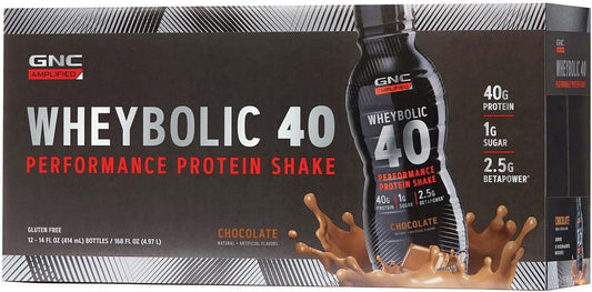 GNC AMP Wheybolic 40 Chocolate Meal Replacement Shake 12 Pack