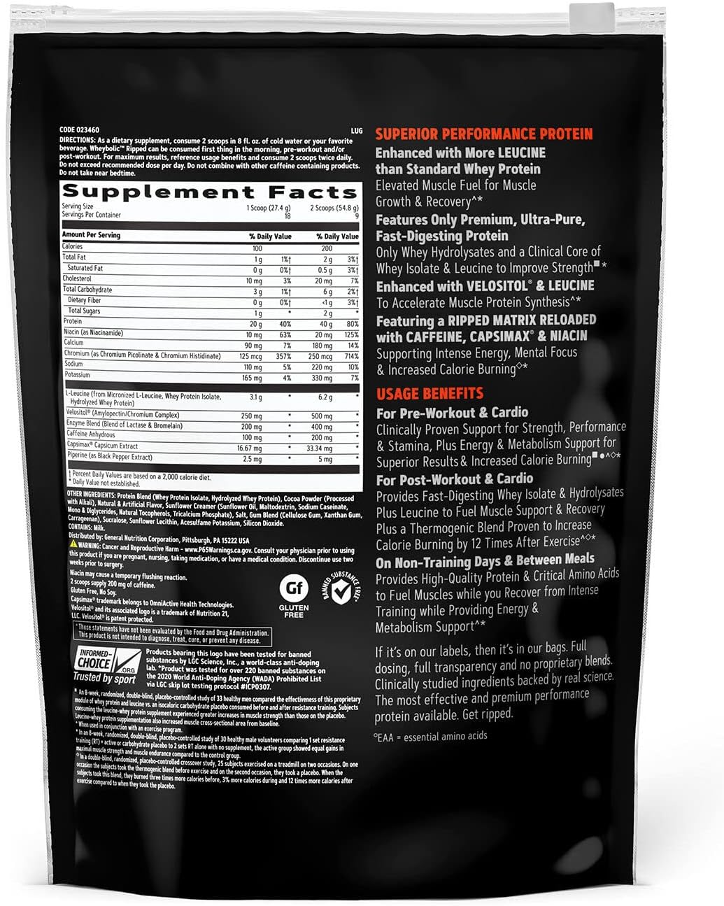 GNC AMP Wheybolic Ripped Chocolate Fudge Protein Powder Isolate - Gluten Free, 9 Servings, BCAA for Muscle Building & Workout Support