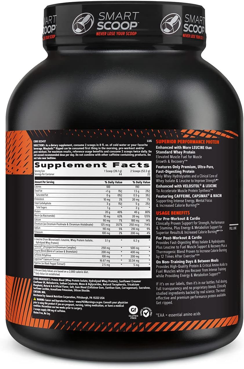 GNC AMP Wheybolic Ripped Vanilla Whey Protein Isolate Powder | BCAA for Muscle Building | Gluten-Free Workout Support Formula | 22 Servings